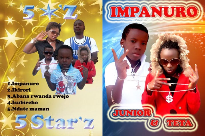 Teta ba Junior (iburyo). Ahabanza bari kumwe n'ababyeyi babo hamwe na murumuna wabo.