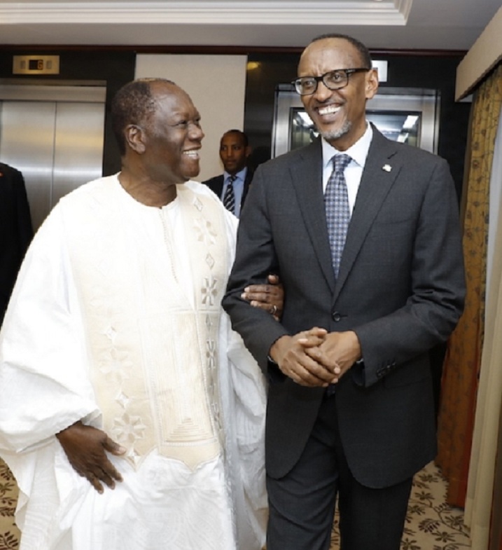 Perezida Kagame na Mugenzi we Ouattara iteka iyo bahuye akanyamuneza kaba ari kose