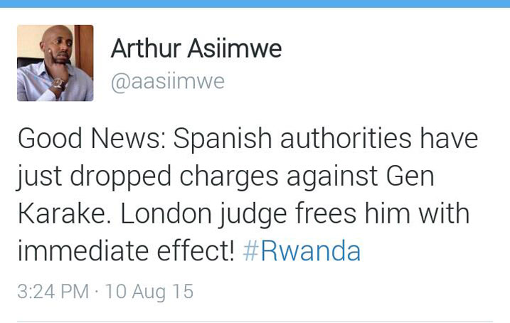 Lt Gen Karake Karenzi yarekuwe ubu yemerewe kugaruka mu Rwanda.