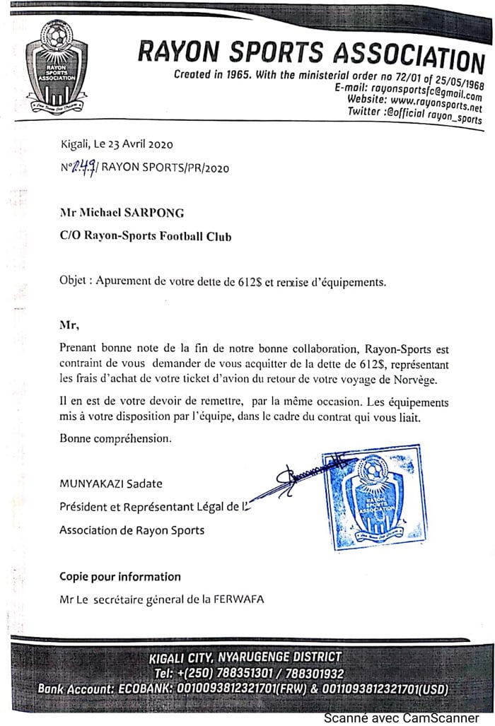 Michael Sarpong yamaze kwirukanwa na Rayon Sports - Kigali Today