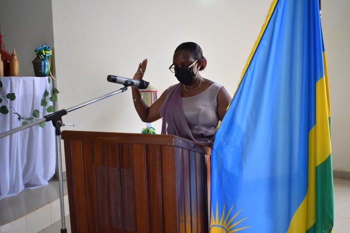 Mayor Mukanyirigira Judith ubwo yarahiriraga kuyobora Akarere ka Rulindo
