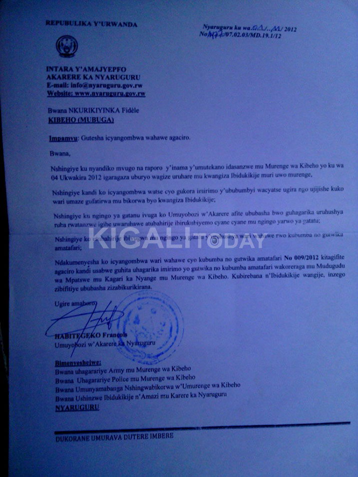 Ibaruwa iteshwa agaciro ishingira ku myanzuro yakozwe mbere y