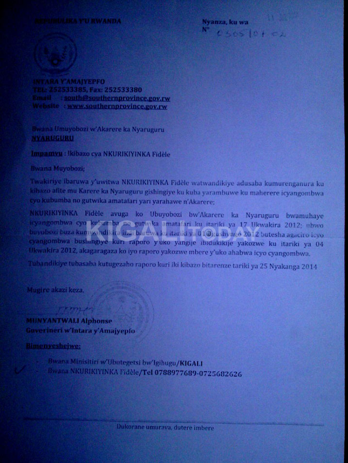 Yitabaje Intara y'Amajyepfo ariko biba iby'ubusa.