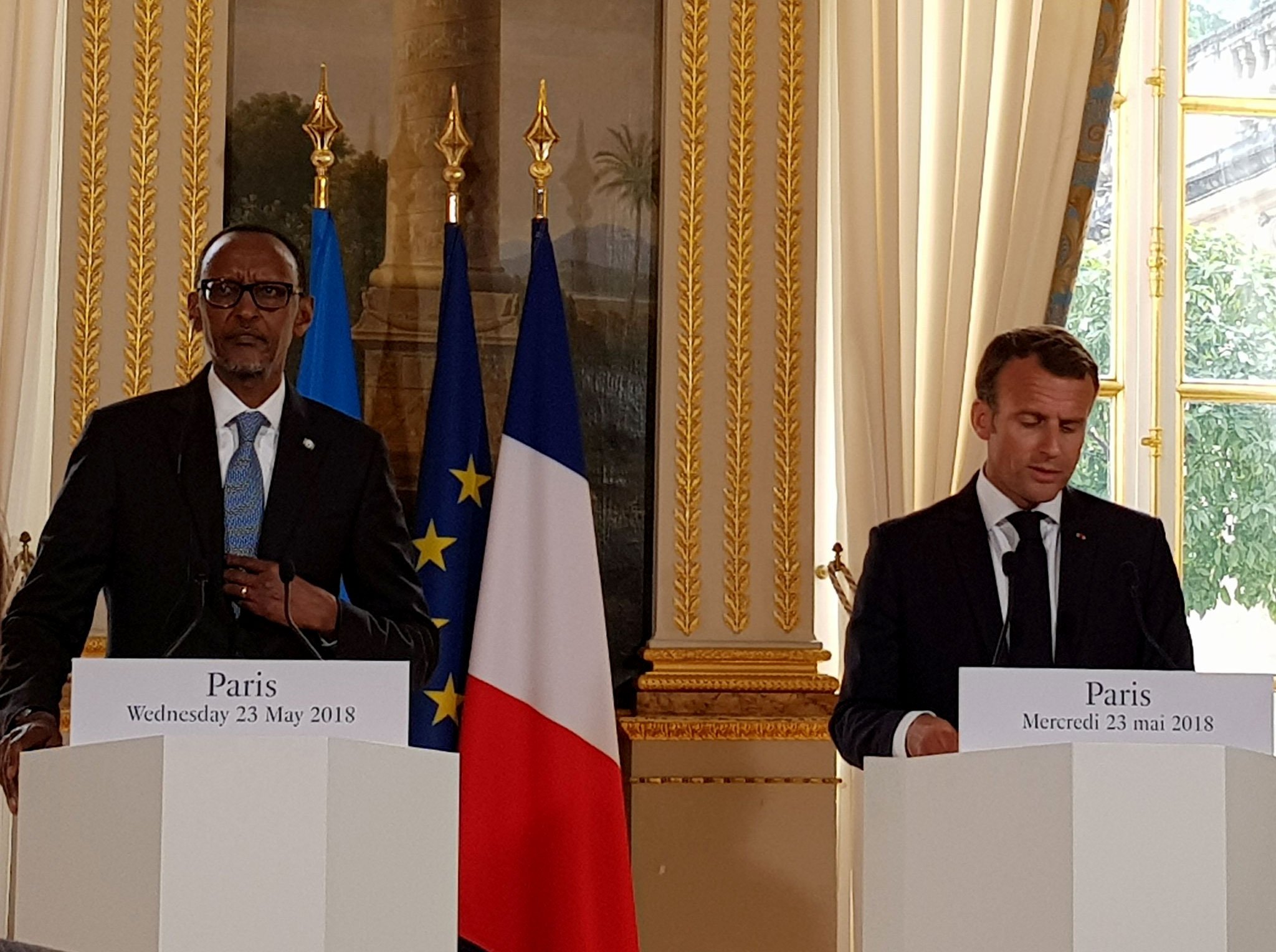 Perezida Kagame na Pereziza Macron baganira n