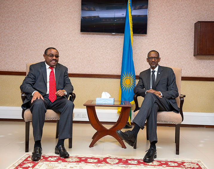 Perezida Kagame yakira Hailemariam Dessalegn, Minisitiri w'Intebe wa Etiyopiya.