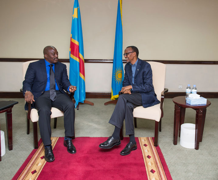 Perezida Paul Kagame na Perezida Joseph Kabila baganira uyu munsi mu Karere ka Rubavu.