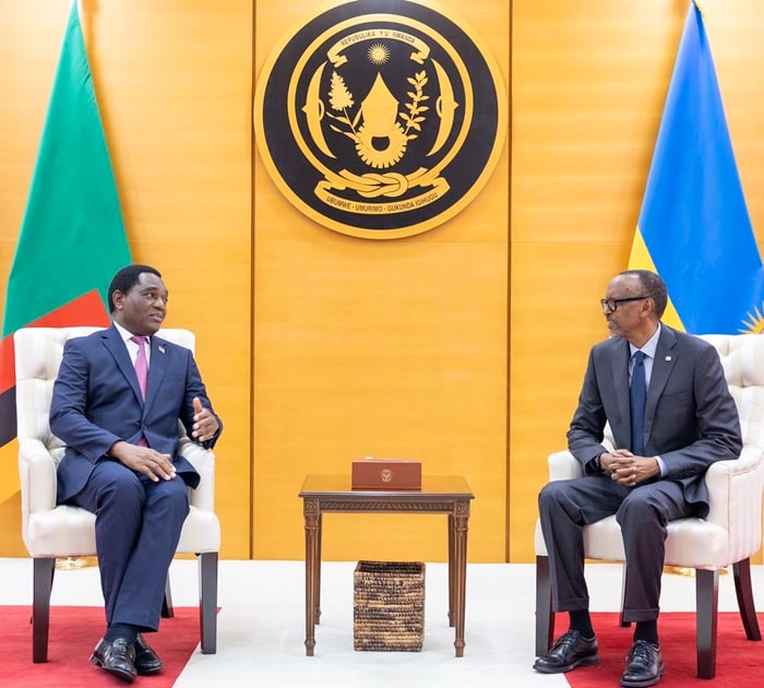 Perezida Kagame yakiriye mugenzi we wa Zambia Hakainde Hichilema
