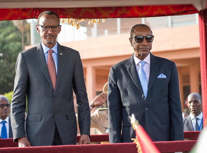 Perezida Paul Kagame na mugenzi we Alpha Conde wa Guinea.