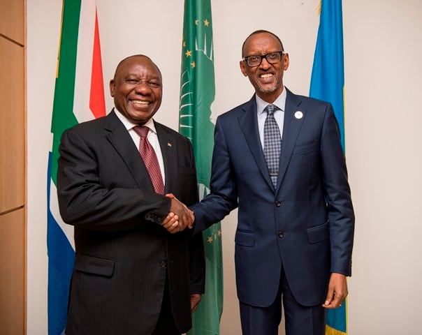 Perezida wa Afurika y'Epfo Ramaphosa yahuye na Perezida Kagame