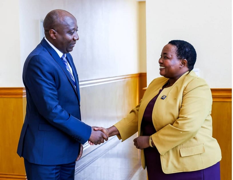 Minisitiri w'Intebe w'u Rwanda, Dr Edouard Ngirente, n'wa Uganda, Robinah Nabbanja