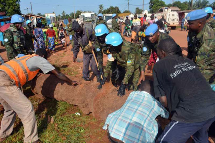 Ingabo za RDF ziri mu butumwa bw'amahoro mu Mujyi wa Bangui muri Centrafrique zikora umuganda