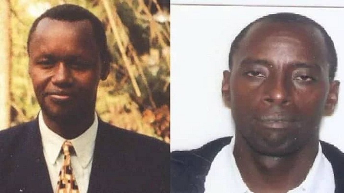 Shampiyona Aimable (ibumoso) na Nizeyimana Jean de Dieu (iburyo) bashimirwa uruhare bagize mu guteza imbere Basketball nyuma ya Jenoside