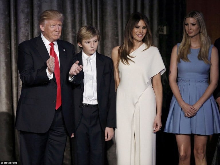 Trump n'umuryango we nyuma yo kwegukana intsinzi