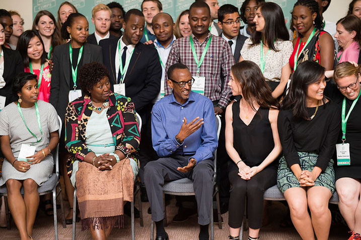 Urubyiruko rwo muri Global Health Corps rwari runejejwe no guhura na Perezida Kagame.