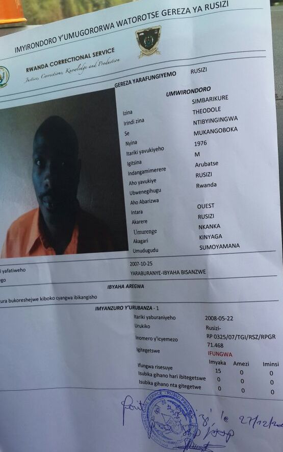 Uyu niwe watorotse Gereza ya Rusizi uwamubona yamenyesha inzego z