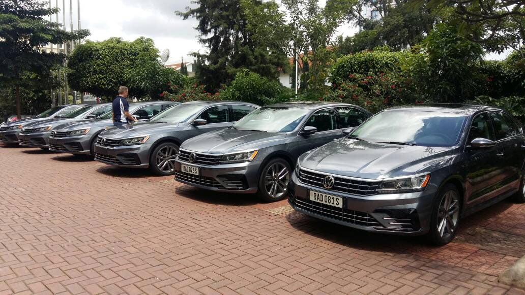 Izi ni imodoka za VW ziri gutanga serivise zo gutwara abashyitsi bitabiriye Transform Africa 2018