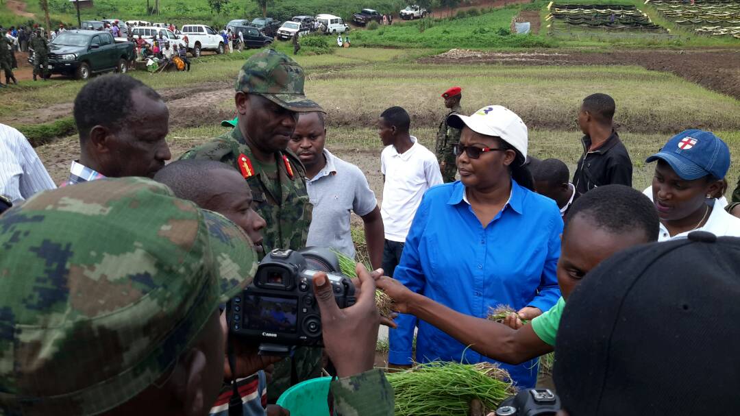Minisitiri Mukeshimana yerekwa imbuto z'ibitunguru zizahingwa muri iki gishanga