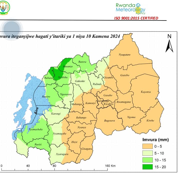 Kamena nta mvura nyinshi izagira mu bice byinshi by'Igihugu nk'uko ibipimo bibigaragaza