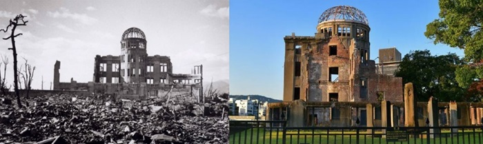 Imwe mu nzu zasigaye zihagaze nyuma y'igisasu cyatewe Hiroshima mu 1945 yagizwe urwibutso