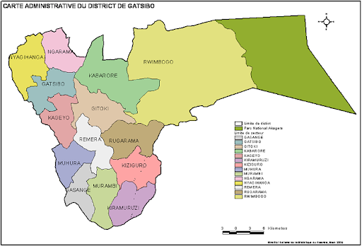 Ikarita igaragaza imirenge igize akarere ka Gatsibo