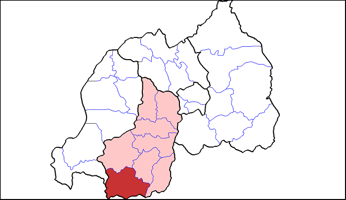 Ishusho igaragaza aho Akarere ka Nyaruguru gaherereye